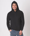 EMF protective pullover hoodie Leblok in black on a man - front