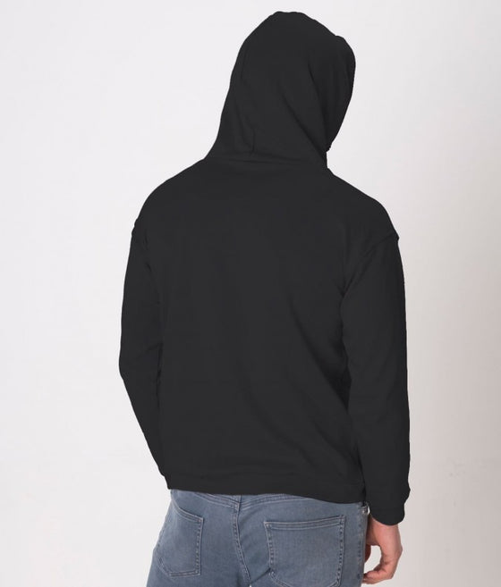 EMF protective pullover hoodie Leblok in black on a man - back