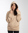 EMF reflective hoodie by Leblok on a woman - hood up