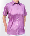 EMF shielding lilac shirt by Leblok on a woman - front